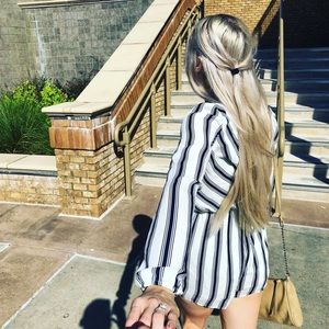 Striped White Romper